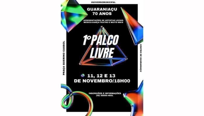 Guaraniaçu - Governo Municipal convida todos os artistas locais para participar do 1° Palco livre